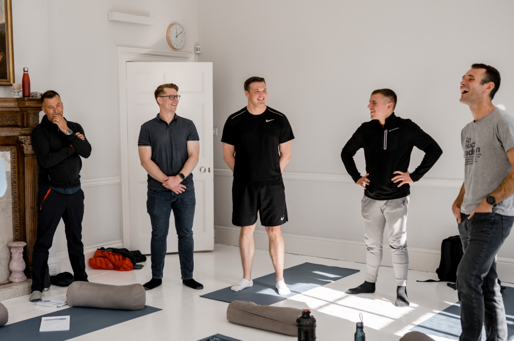 A-Game's male clients laughing